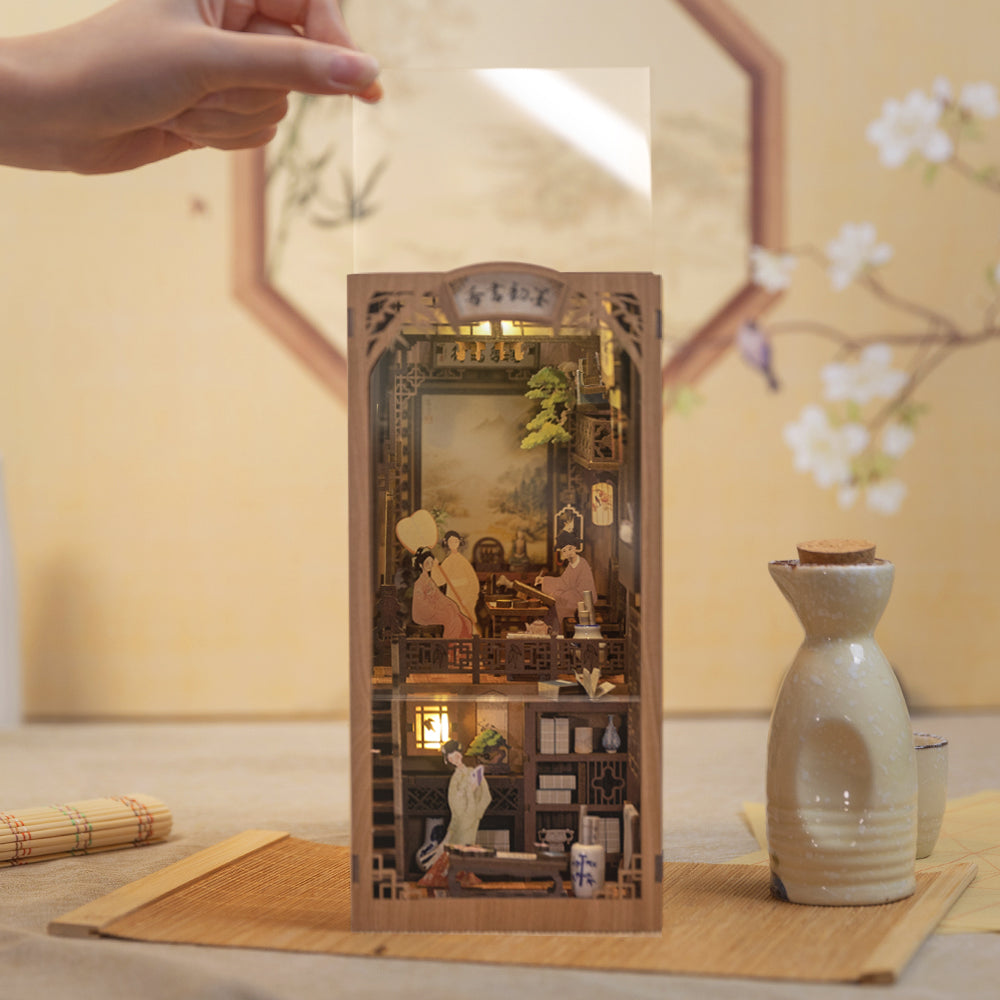 DIY Wooden Book Nook Kit Miniature Bookshelf Inserts(Ink Rhyme Bookstore)