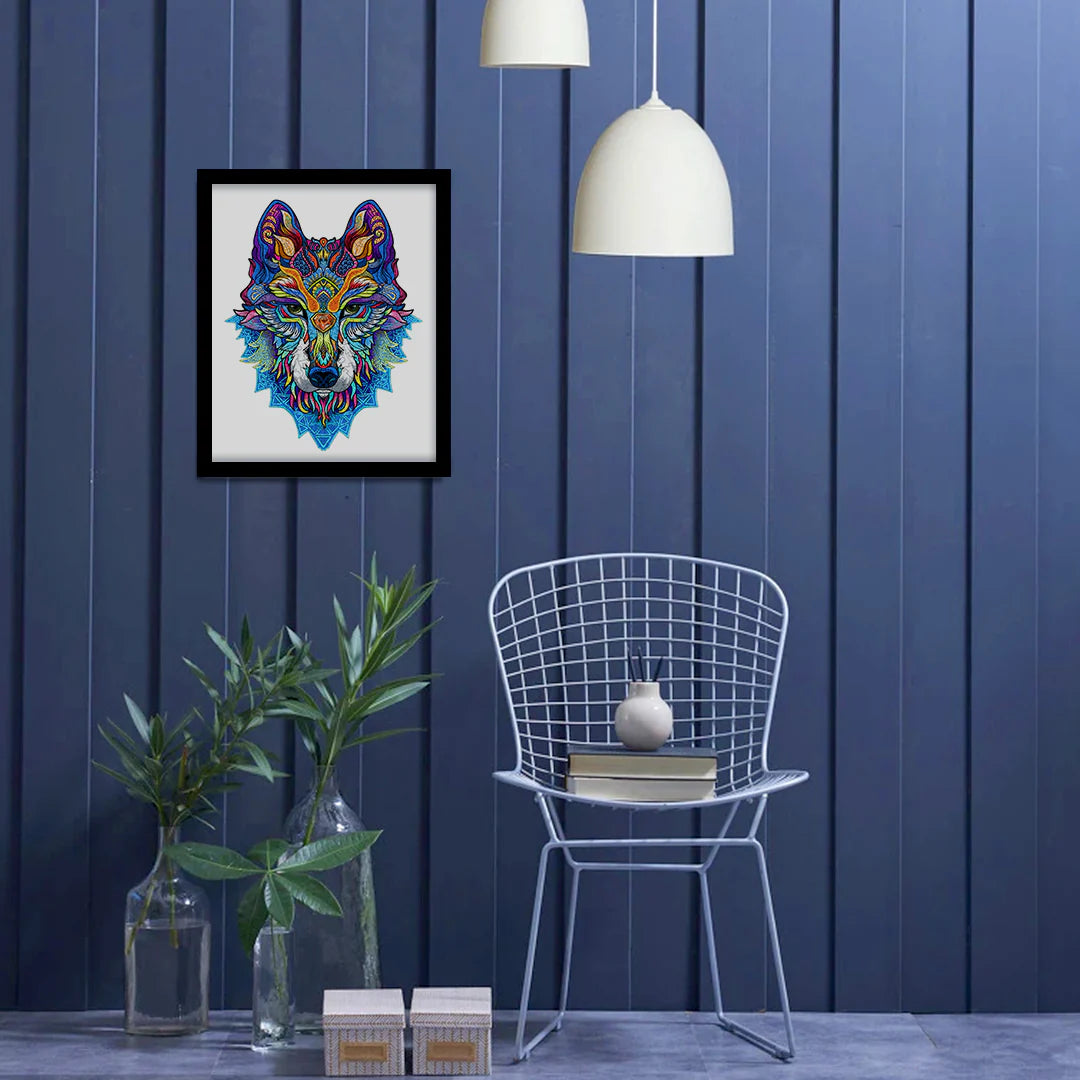 Colorful Wolf - Wooden Jigsaw Puzzle