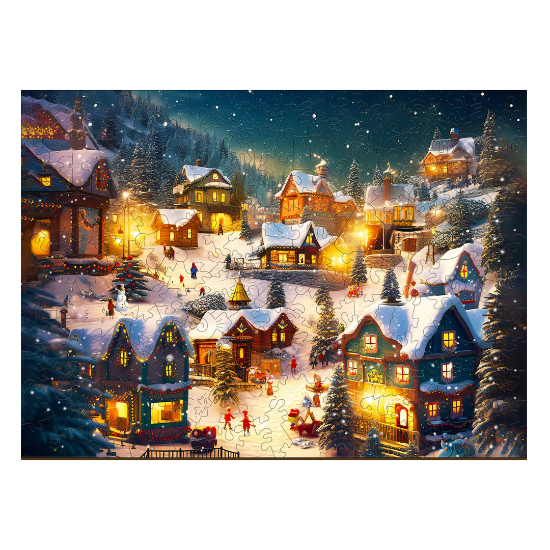 Christmas Eve Town - Wooden Jigsaw Puzzle