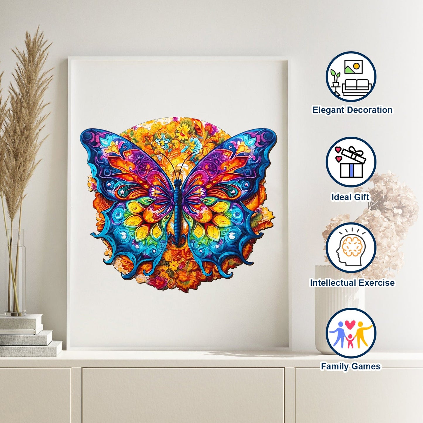 Butterfly & Mandala - Wooden Jigsaw Puzzle