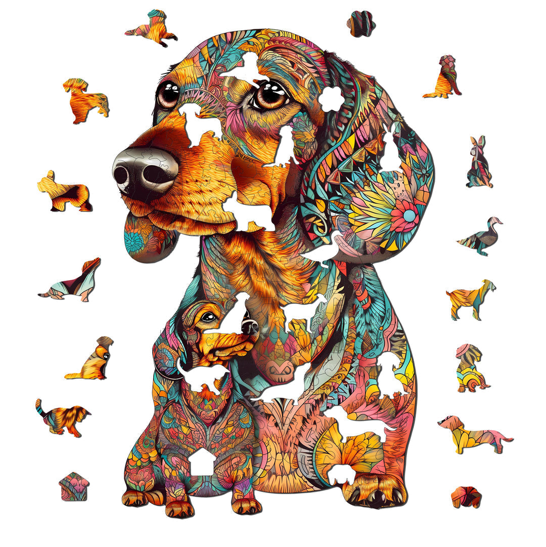 Dachshund Family - Wooden Jigsaw Puzzle
