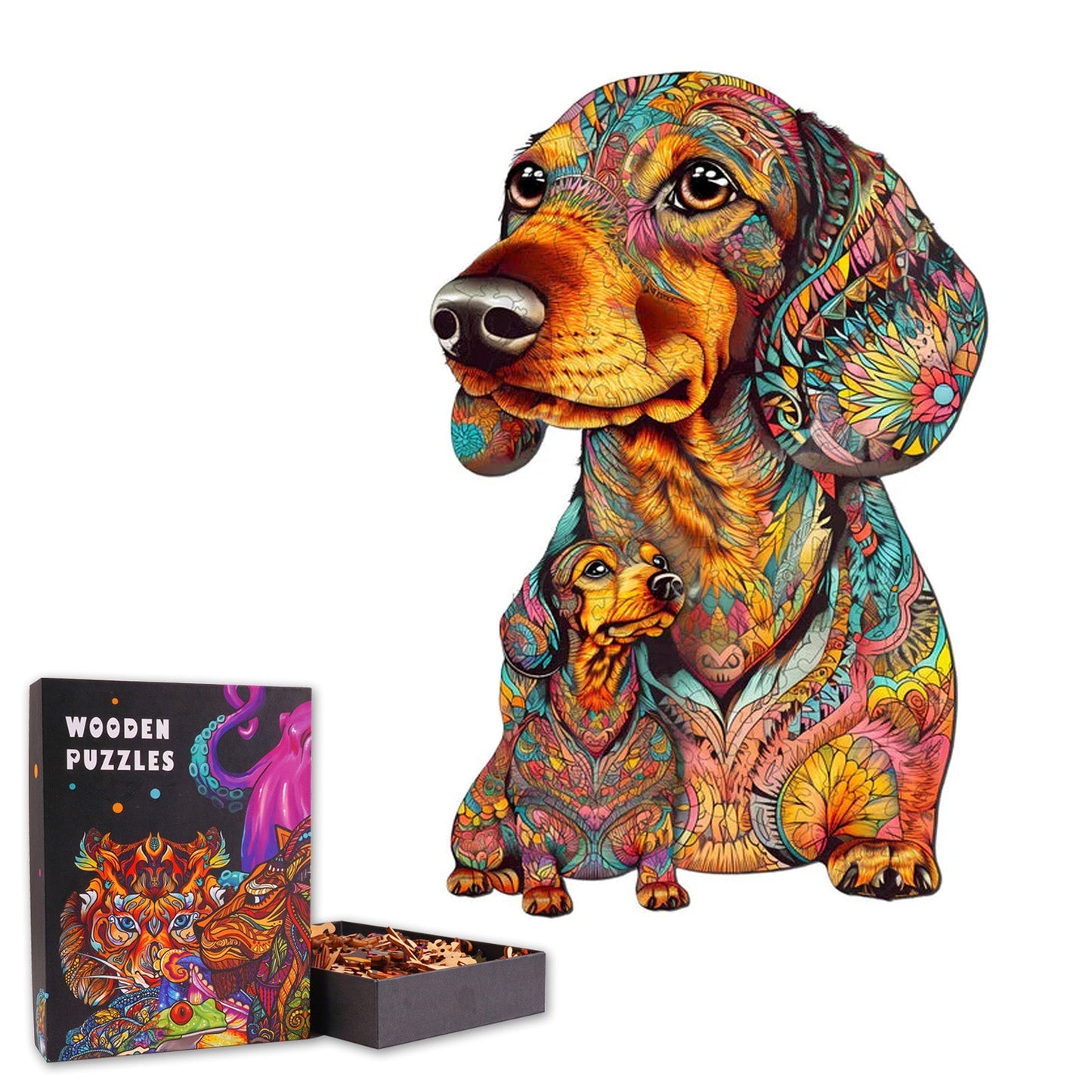 Dachshund Family - Wooden Jigsaw Puzzle