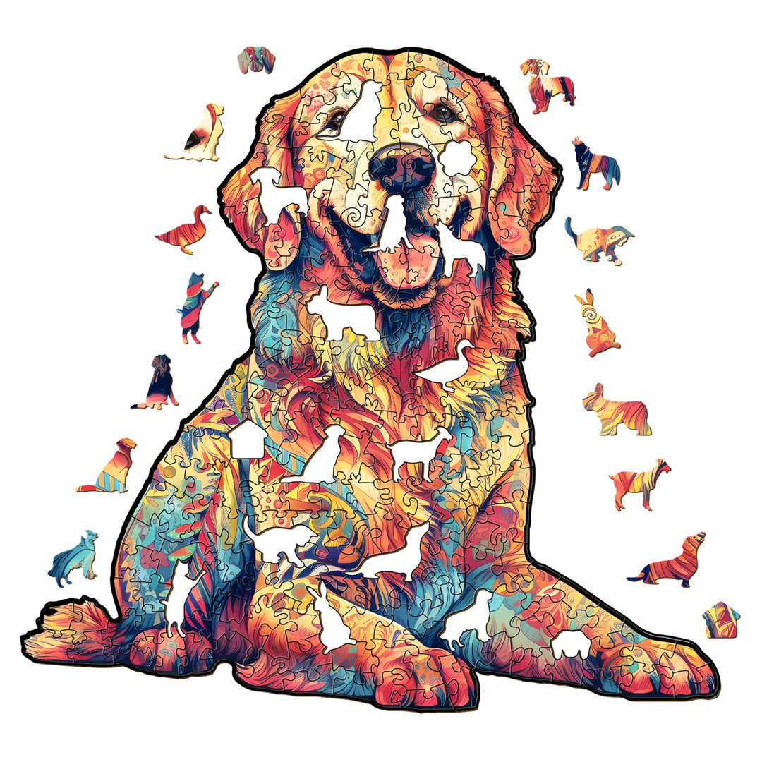 Loyal Golden Retriever - Wooden Jigsaw Puzzle