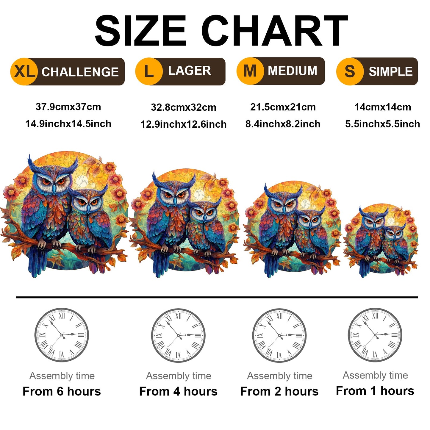 Mandala Owls - Wooden Jigsaw Puzzle