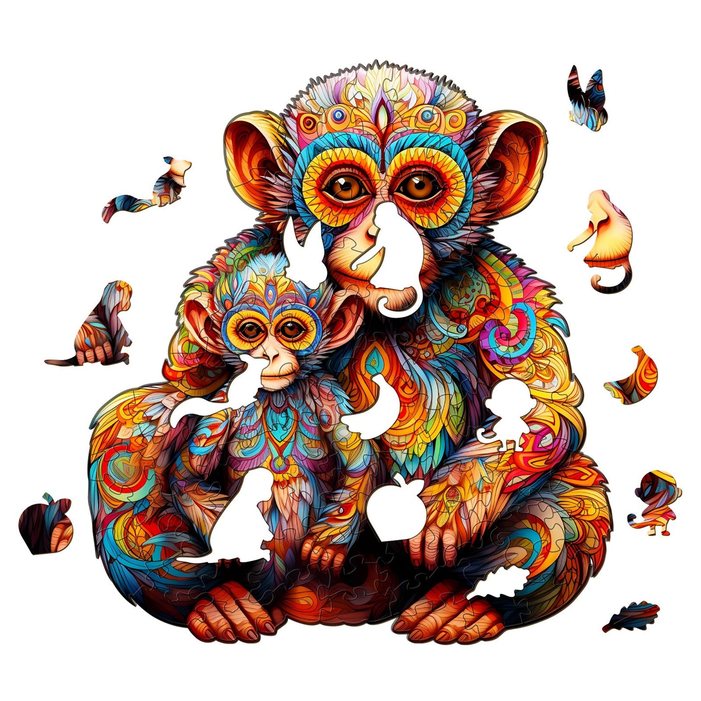 Monkey Family - Wooden Jigsaw Puzzle