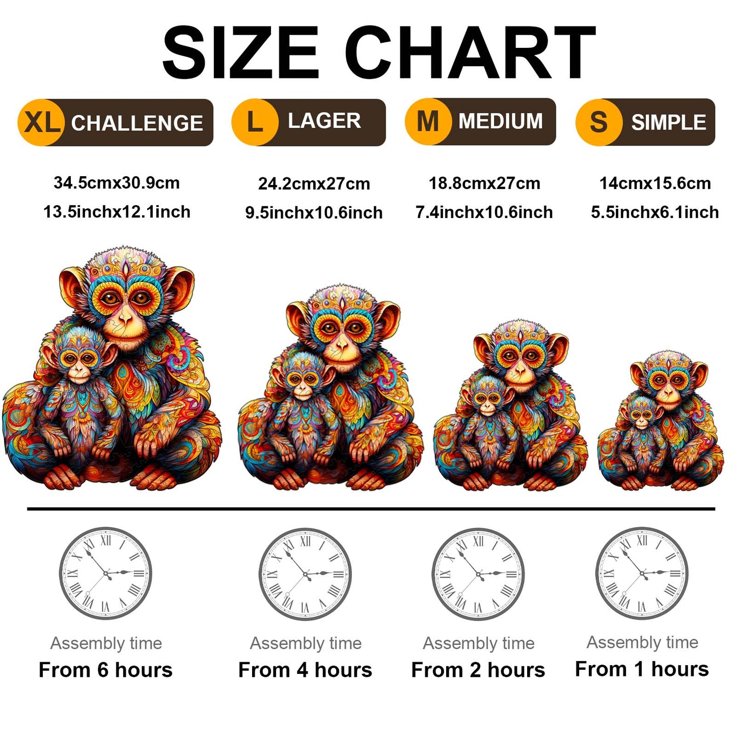 Monkey Family - Wooden Jigsaw Puzzle