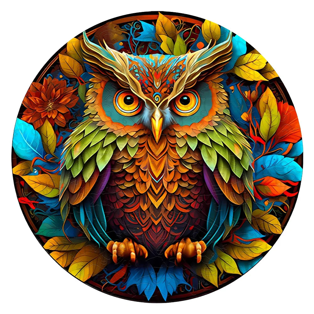 Rainbow Leaf Owl - Wooden Jigsaw Puzzle