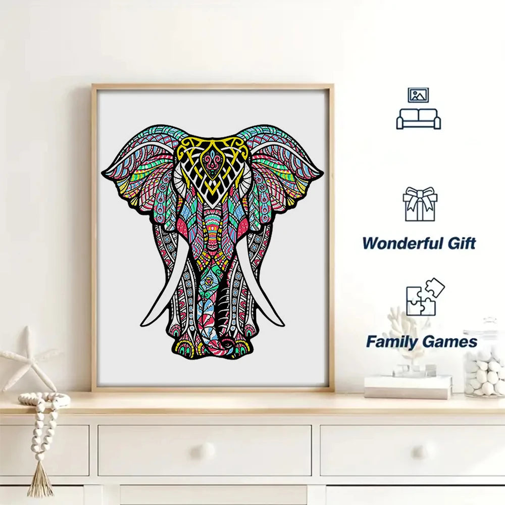 Colorful Elephant - Wooden Jigsaw Puzzle