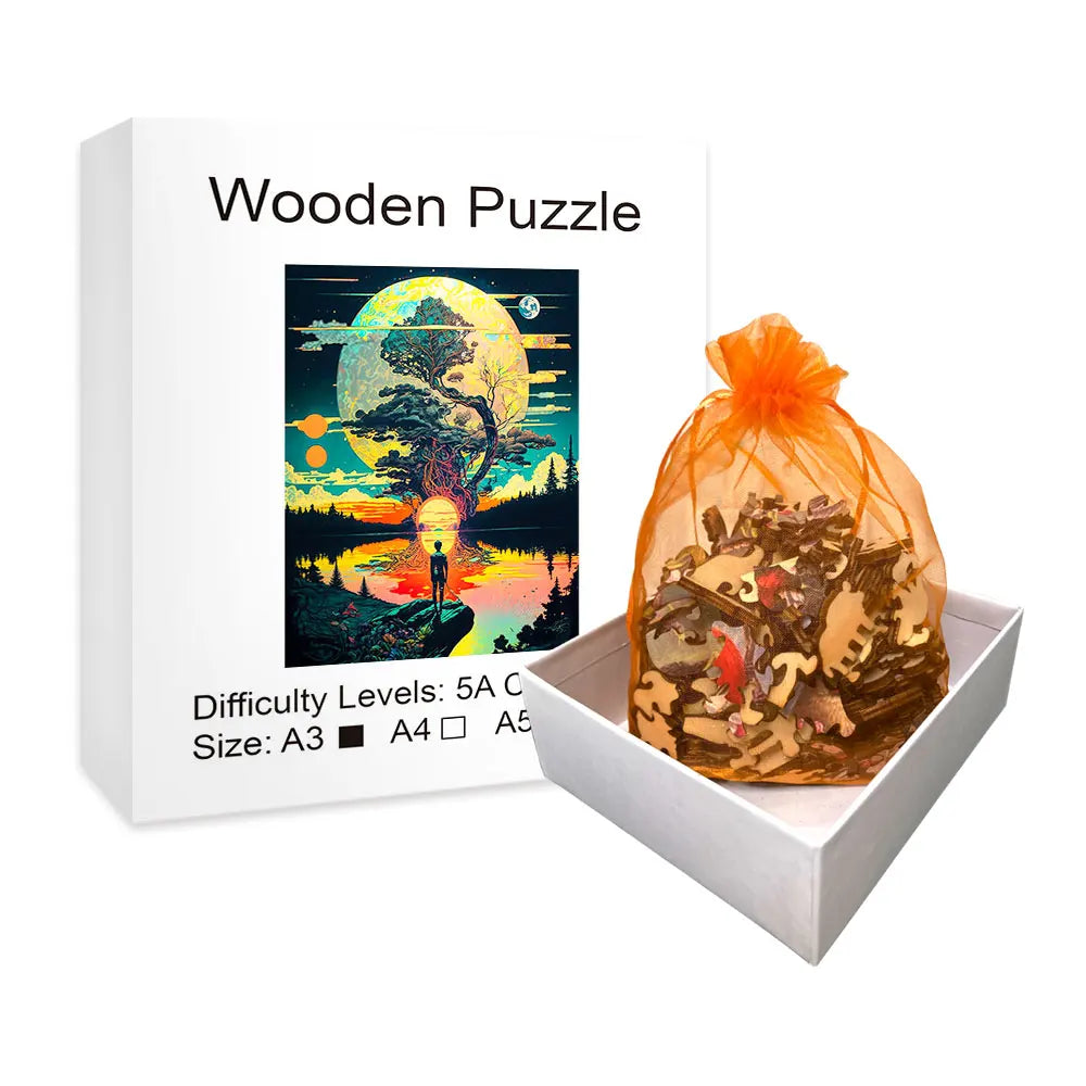Sun, Moon, Life Tree - Wooden Jigsaw Puzzle