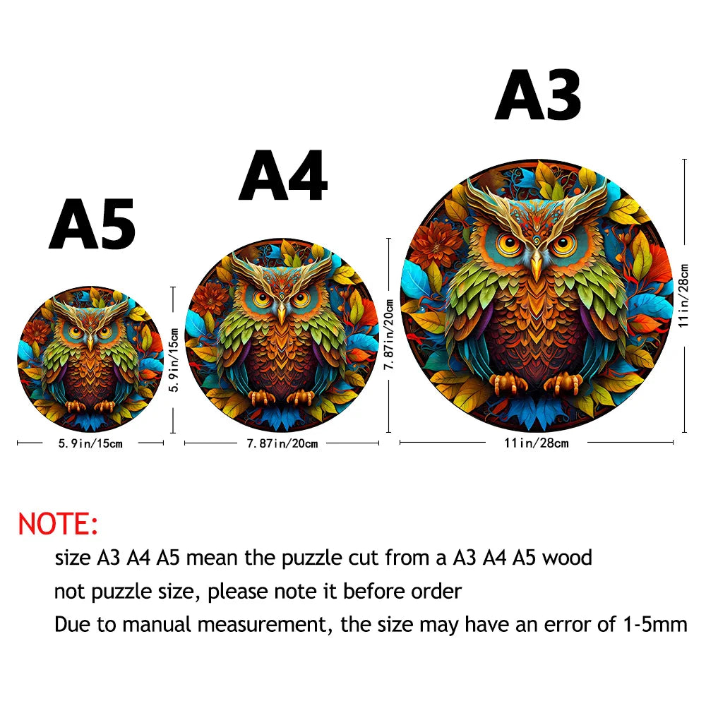 Rainbow Leaf Owl - Wooden Jigsaw Puzzle
