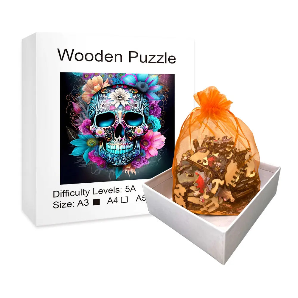 Flower Skull - Wooden Jigsaw Puzzle