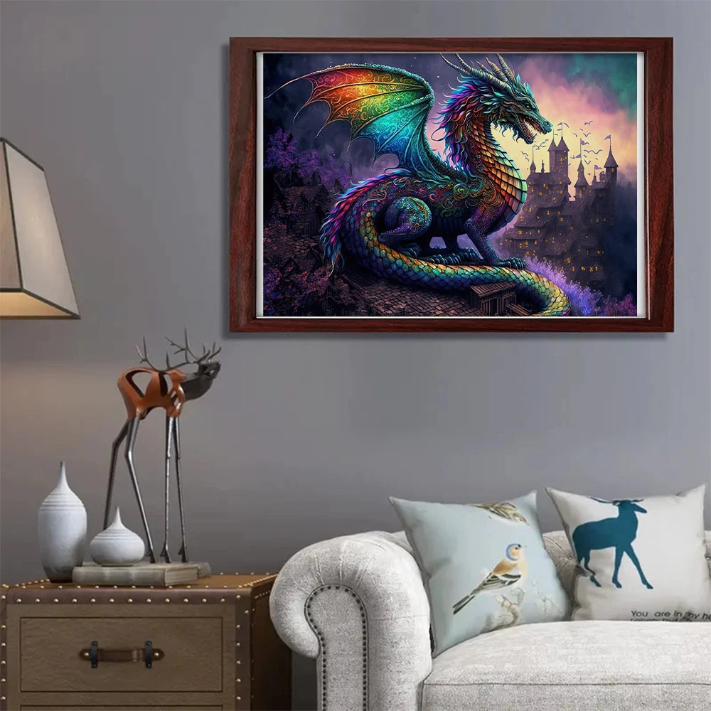 Rainbow Castle Dragon - Wooden Jigsaw Puzzle