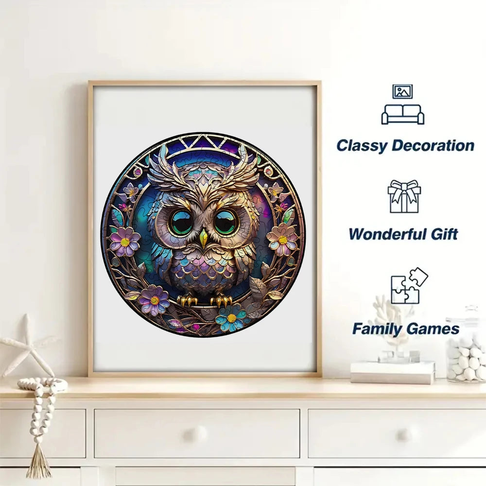 Stained Glass Owl - Wooden Jigsaw Puzzle