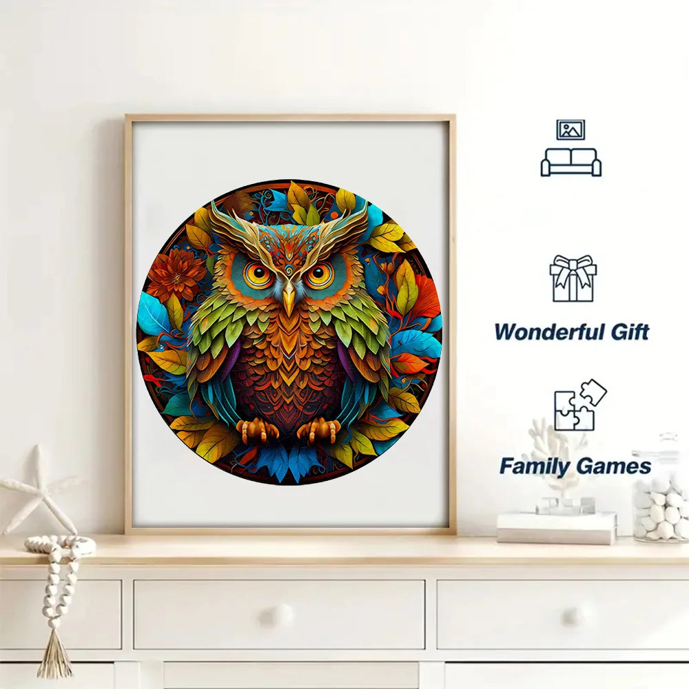 Rainbow Leaf Owl - Wooden Jigsaw Puzzle