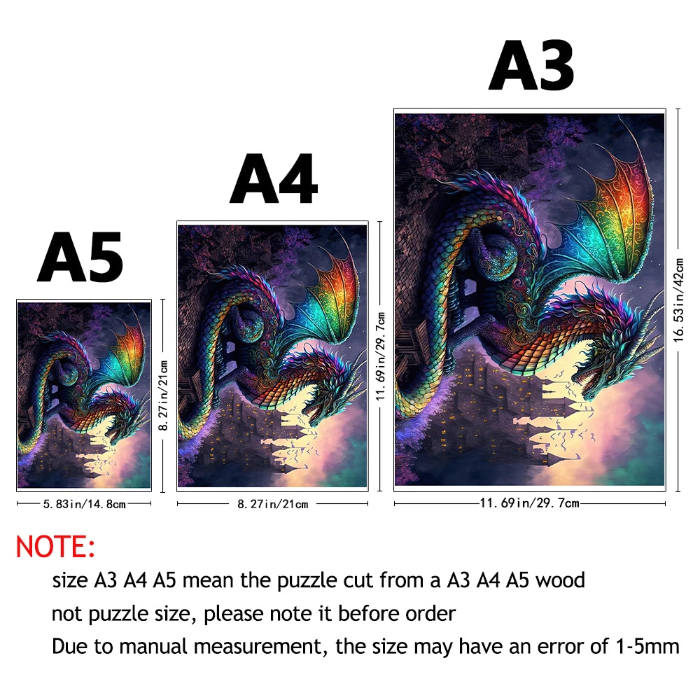 Rainbow Castle Dragon - Wooden Jigsaw Puzzle