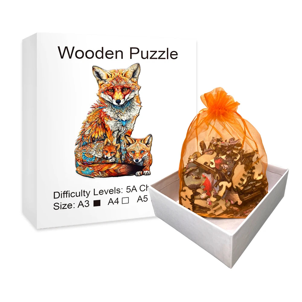 Fox Family - Wooden Jigsaw Puzzle