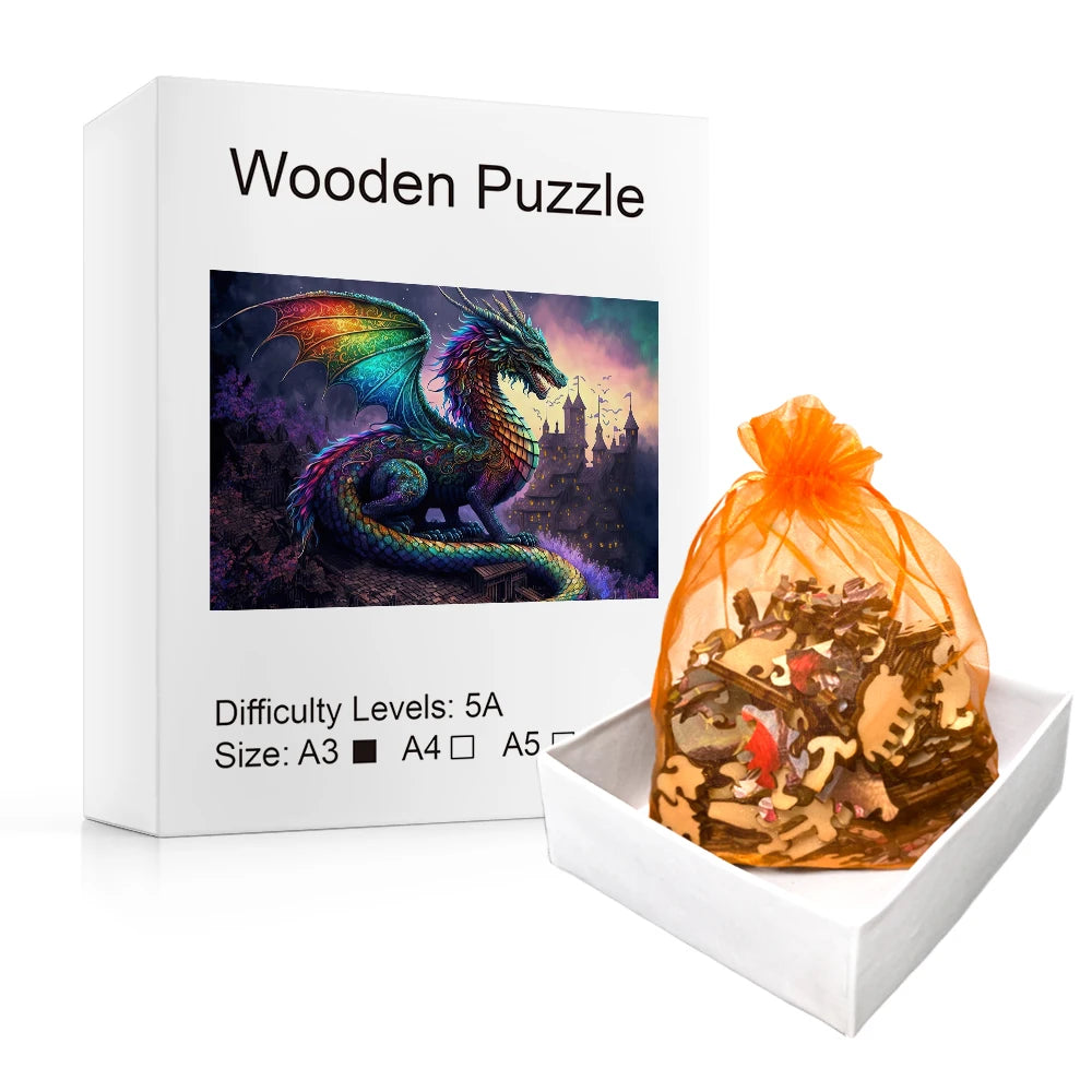 Rainbow Castle Dragon - Wooden Jigsaw Puzzle