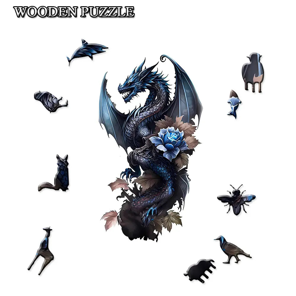 Dragon Rose - Wooden Jigsaw Puzzle