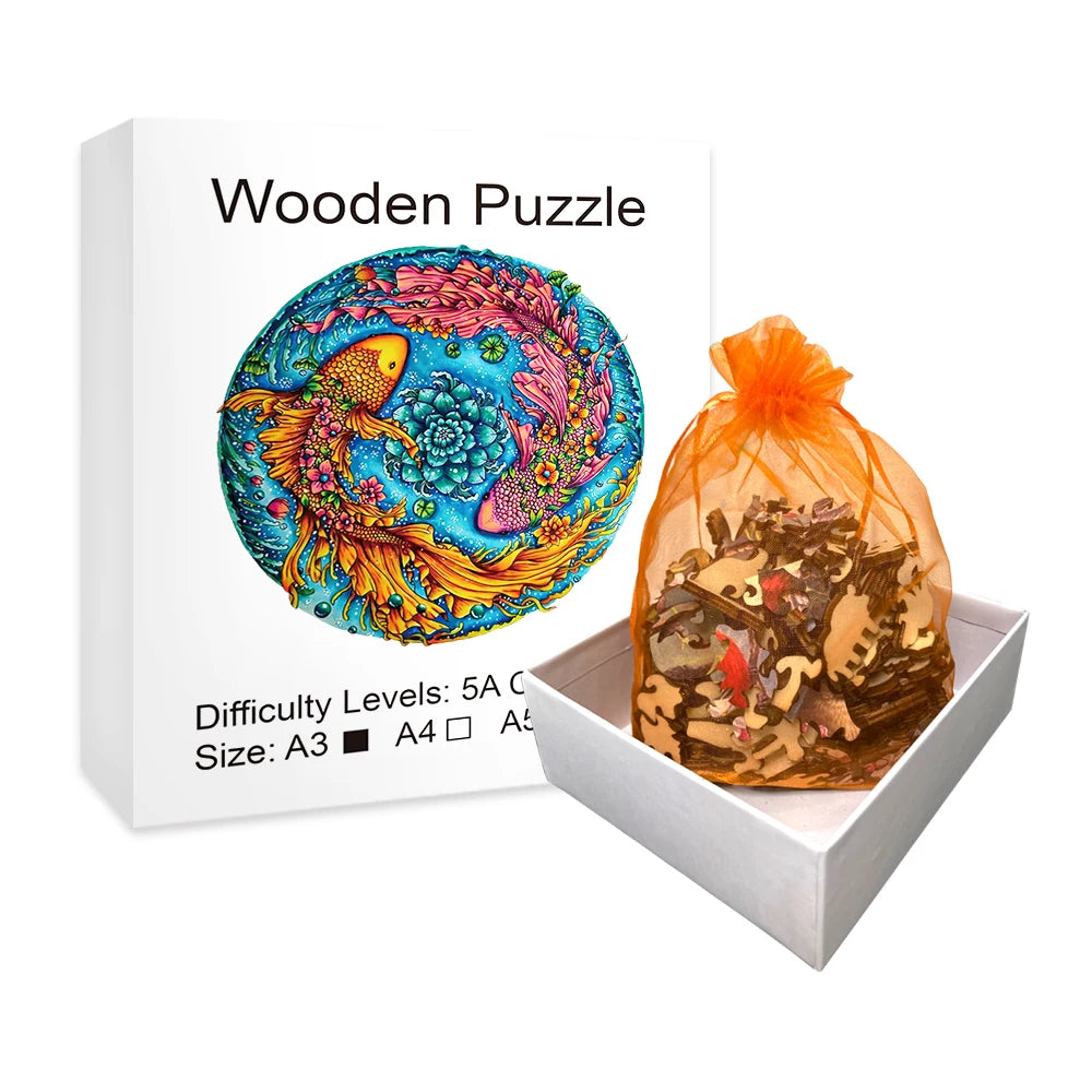Mandala Floral Koi - Wooden Jigsaw Puzzle