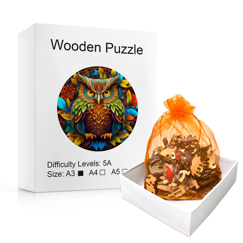 Rainbow Leaf Owl - Wooden Jigsaw Puzzle