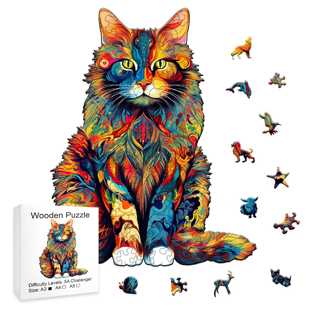 Color Changing Cat - Wooden Jigsaw Puzzle