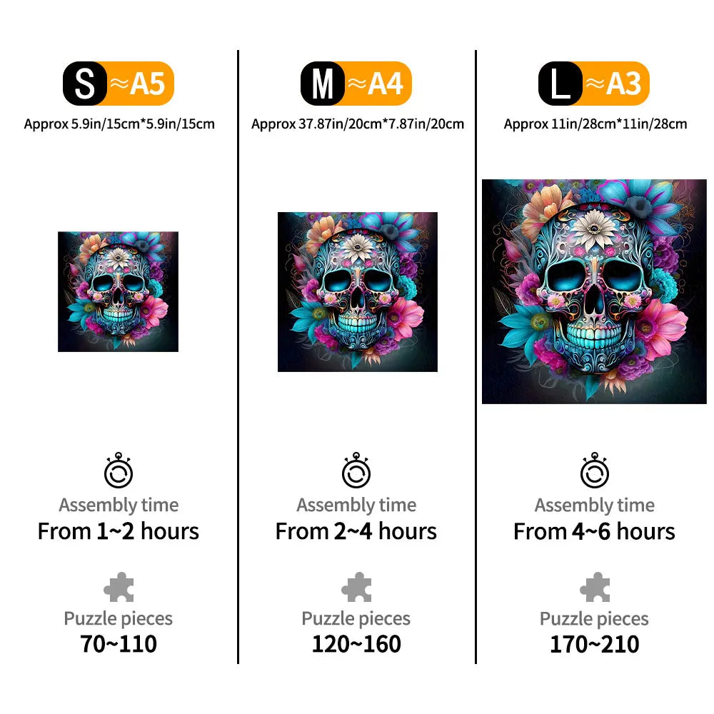 Flower Skull - Wooden Jigsaw Puzzle