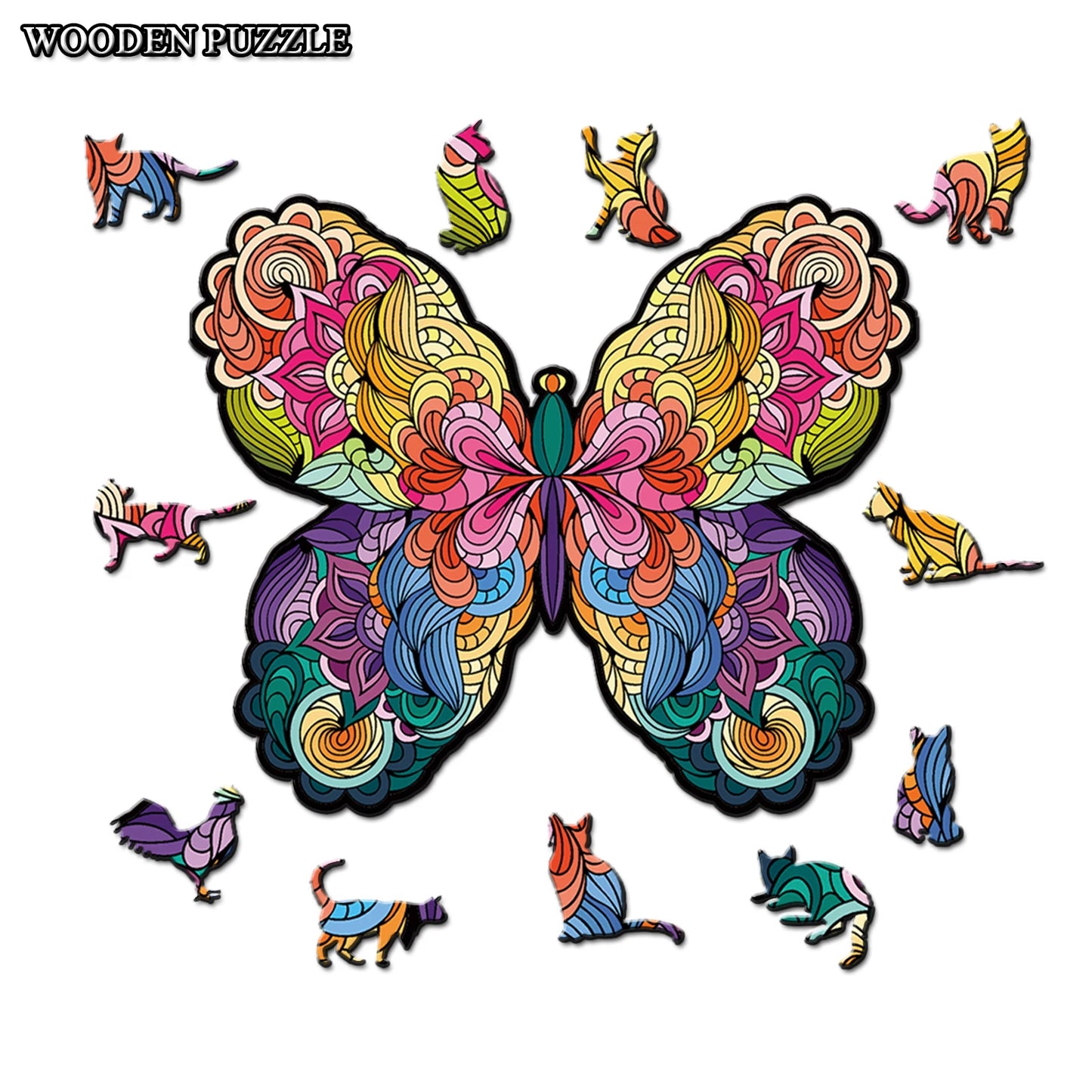 Colorful Painting Butterfly - Wooden Jigsaw Puzzle