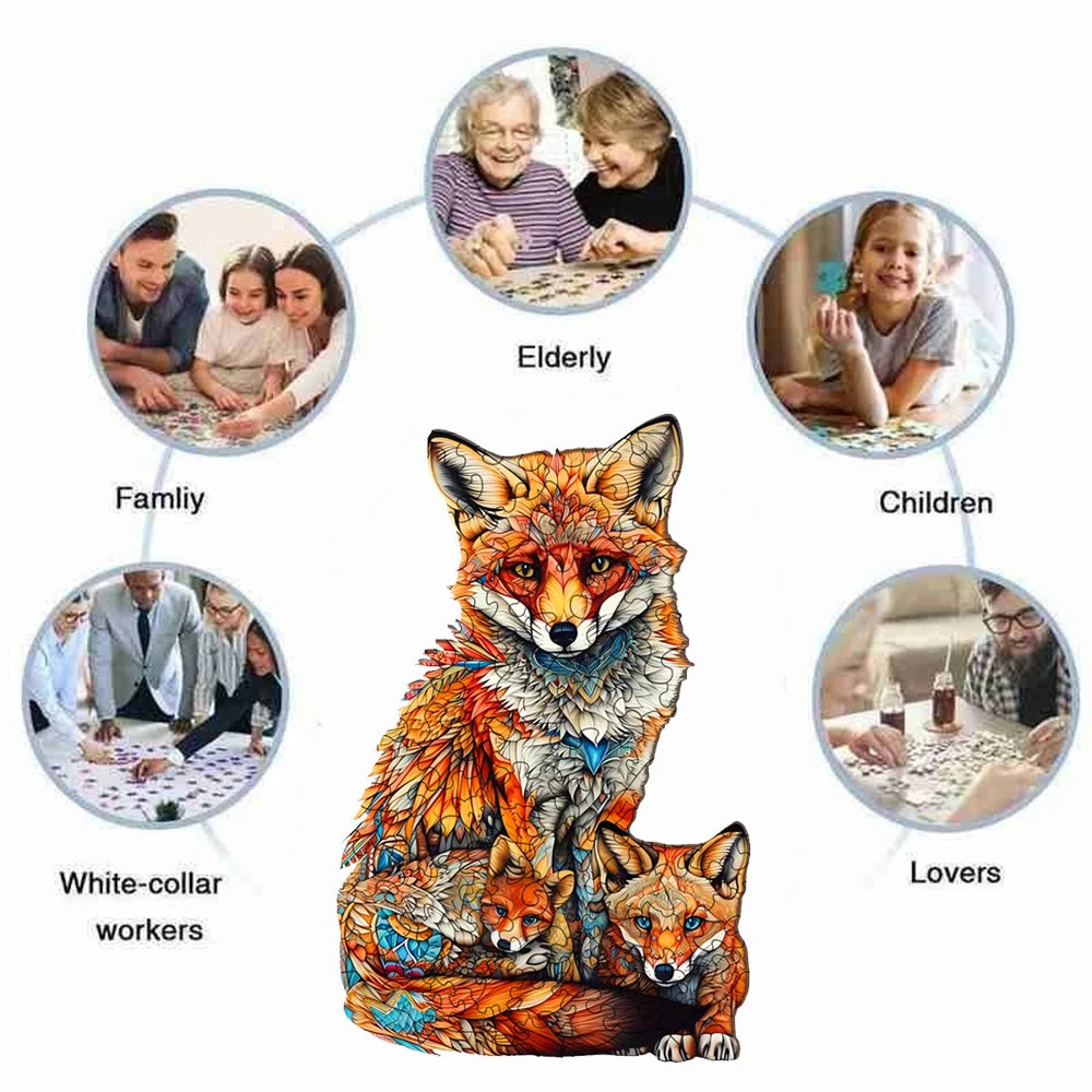 Fox Family - Wooden Jigsaw Puzzle