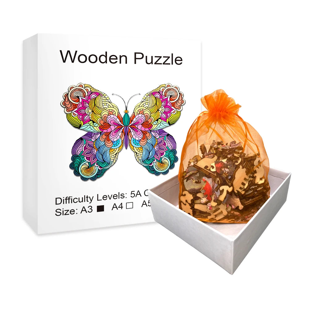 Colorful Painting Butterfly - Wooden Jigsaw Puzzle
