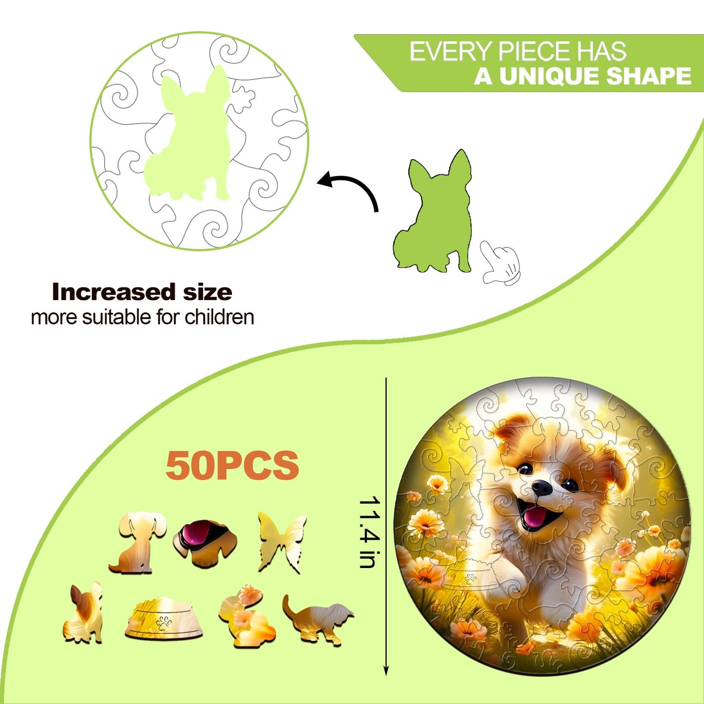 Wooden Jigsaw Puzzle for Kids - Cute Dog