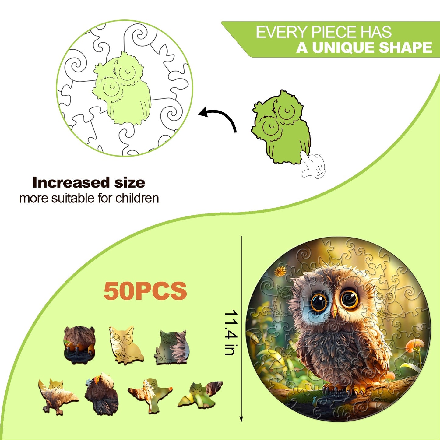 Wooden Jigsaw Puzzle for Kids - Cute Owl