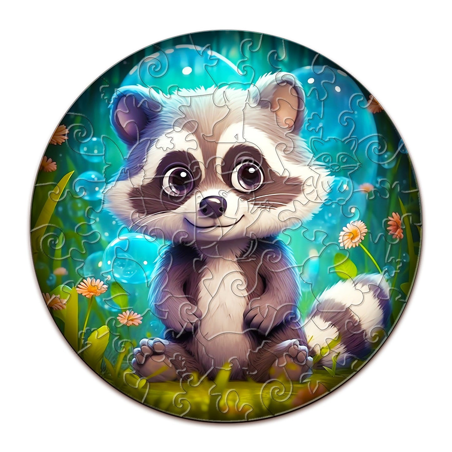 Wooden Jigsaw Puzzle for Kids - Cute Raccoon