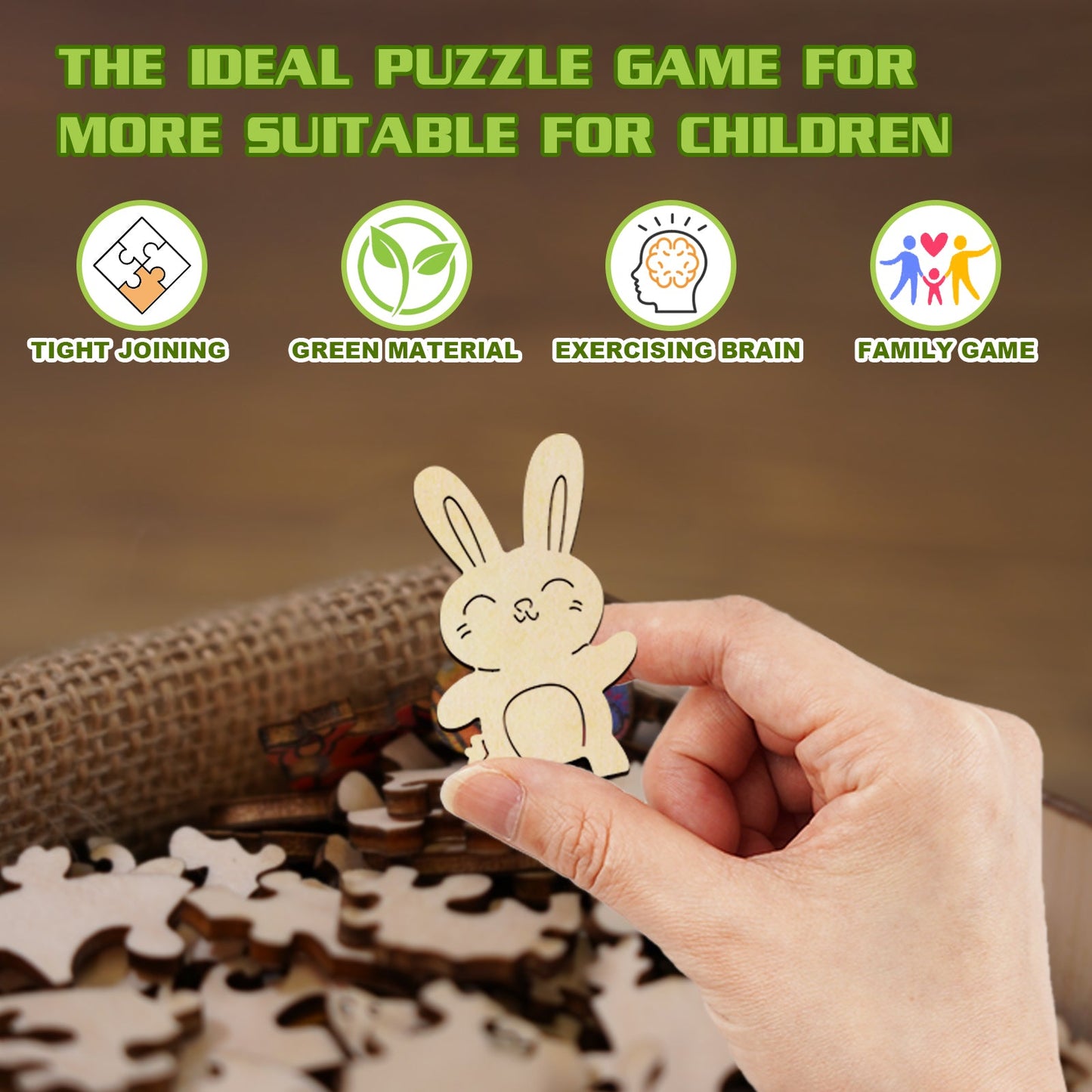 Wooden Jigsaw Puzzle for Kids - Rabbit