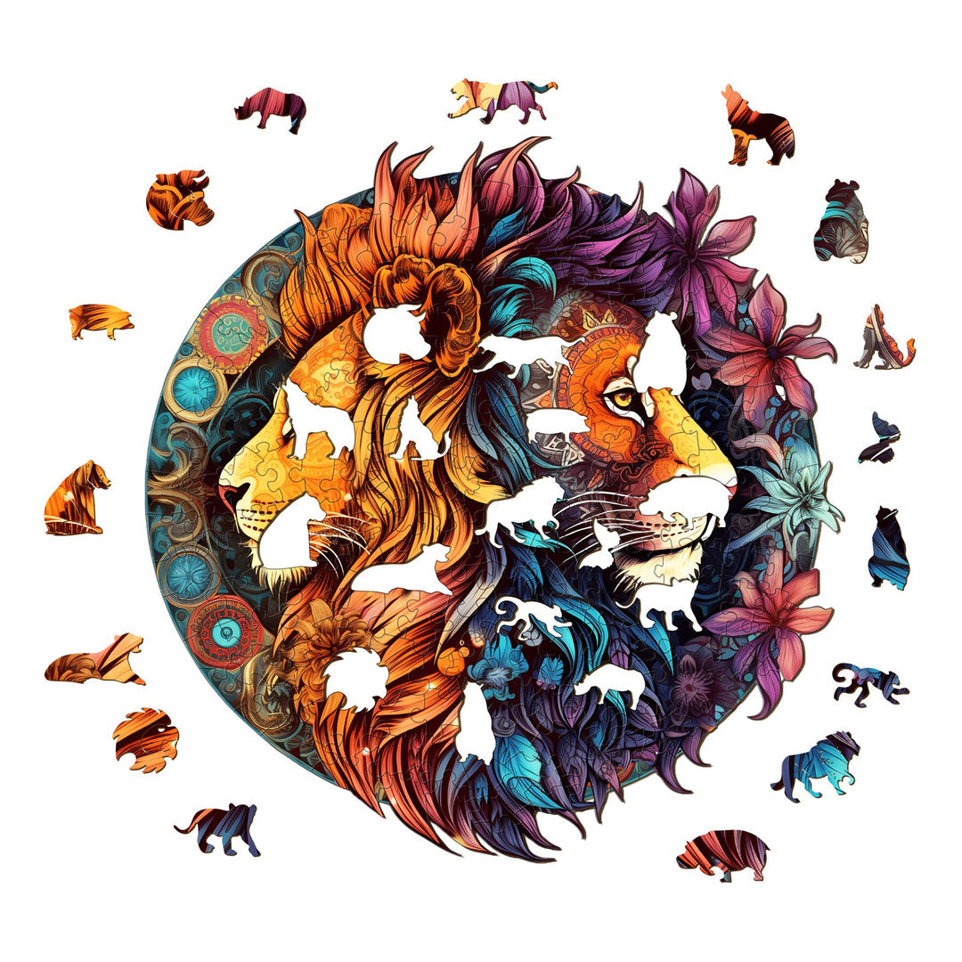 Yin-Yang Lion - Wooden Jigsaw Puzzle