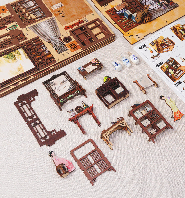 DIY Wooden Book Nook Kit Miniature Bookshelf Inserts(Ink Rhyme Bookstore)