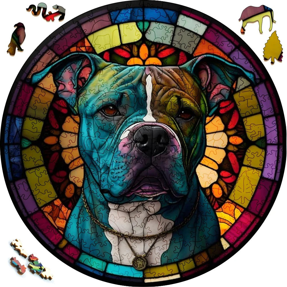 Glass Pit Bull - Wooden Jigsaw Puzzle