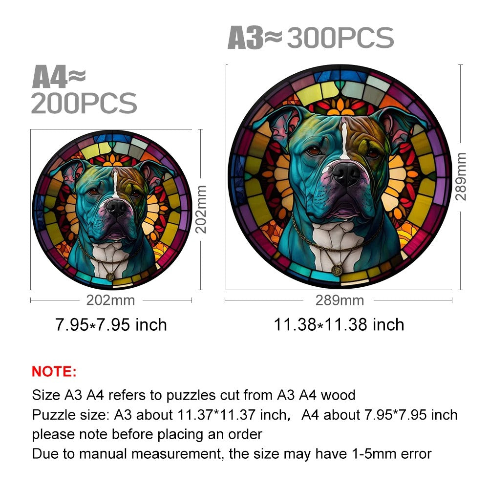 Glass Pit Bull - Wooden Jigsaw Puzzle