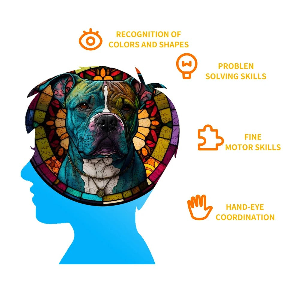 Glass Pit Bull - Wooden Jigsaw Puzzle