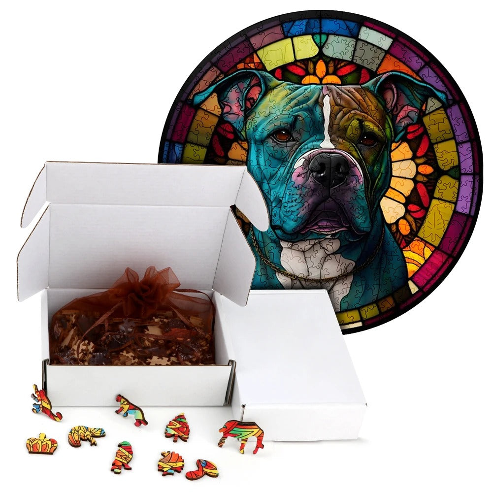 Glass Pit Bull - Wooden Jigsaw Puzzle