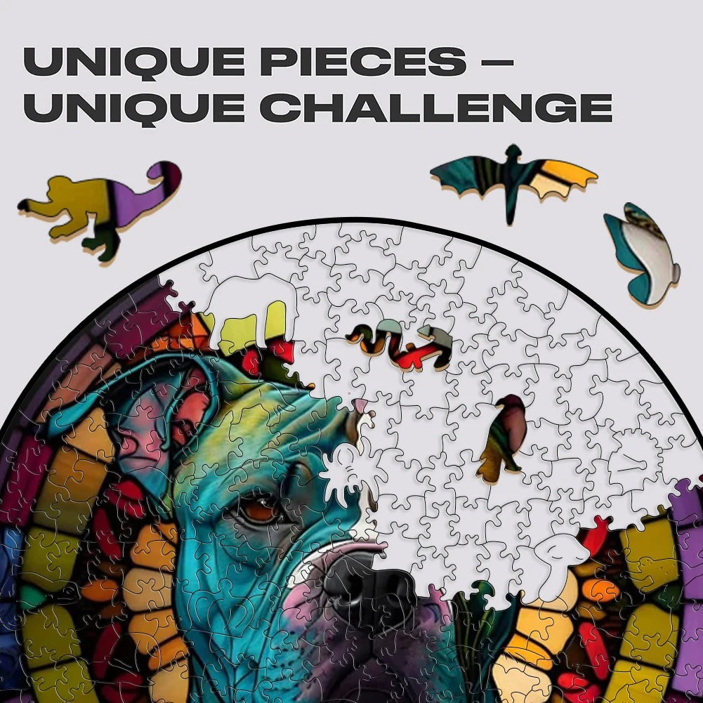 Glass Pit Bull - Wooden Jigsaw Puzzle