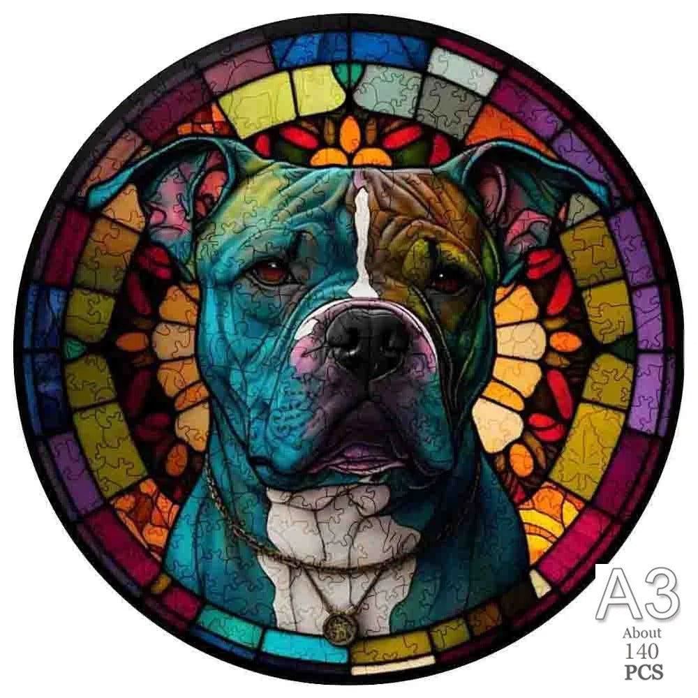 Glass Pit Bull - Wooden Jigsaw Puzzle