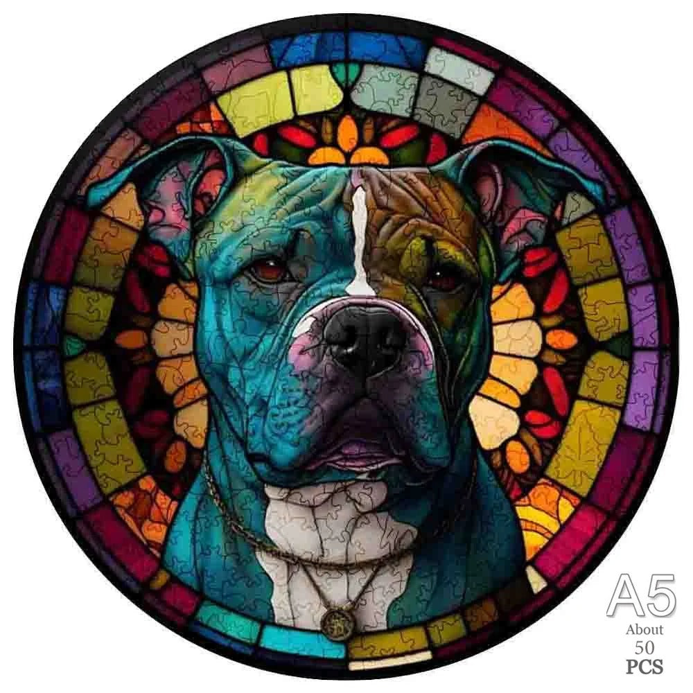 Glass Pit Bull - Wooden Jigsaw Puzzle