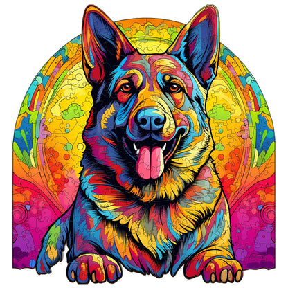 Painted German Shepherd - Wooden Jigsaw Puzzle