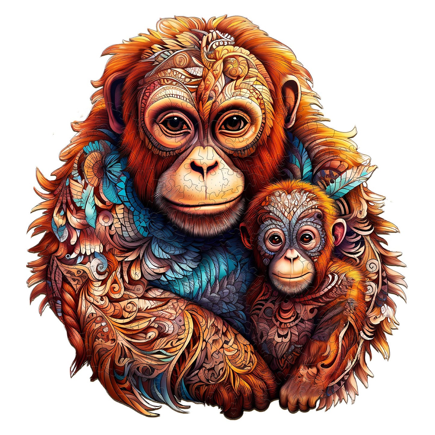 Parent-child Orangutan - Wooden Jigsaw Puzzle