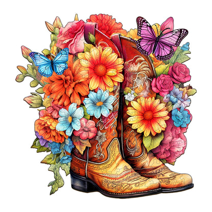 Cowboy Boots Vase - Wooden Jigsaw Puzzle