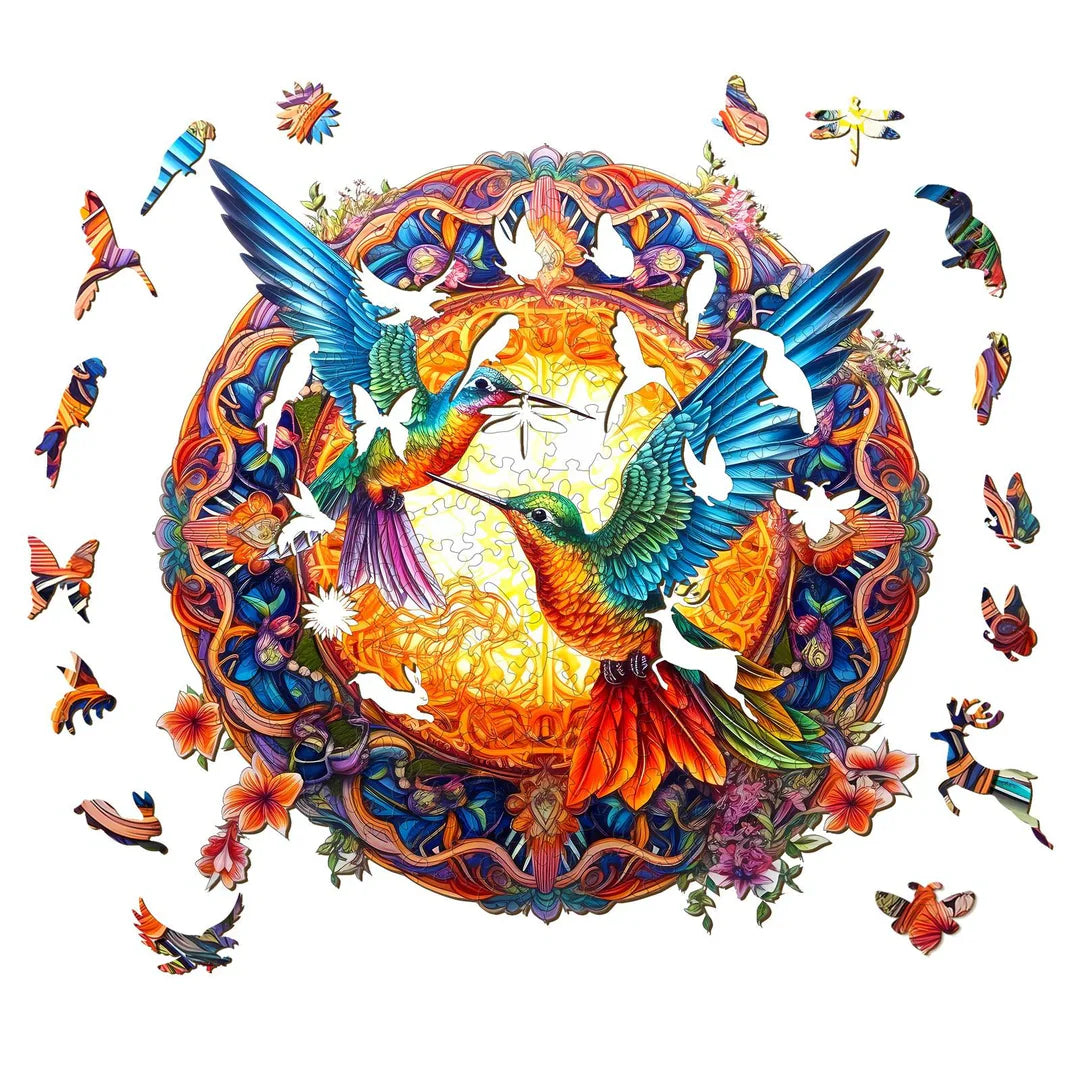 Mandala Hummingbirds Wooden Jigsaw Puzzle