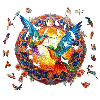 Mandala Hummingbirds Wooden Jigsaw Puzzle