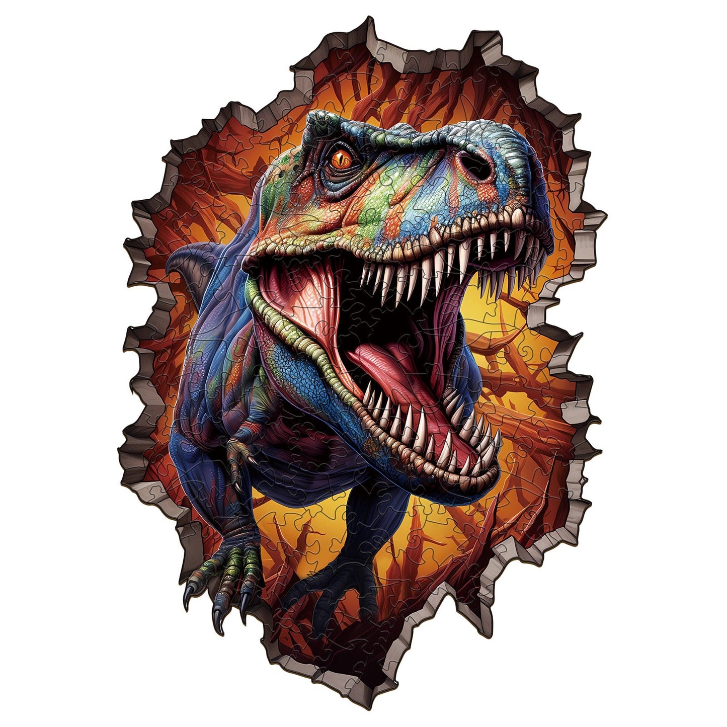 T-rex Breaking the Walls- Wooden Jigsaw Puzzle