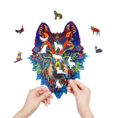 Colorful Wolf - Wooden Jigsaw Puzzle