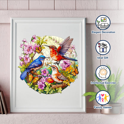 Birdsong and Fragrant Blooms - Wooden Jigsaw Puzzle